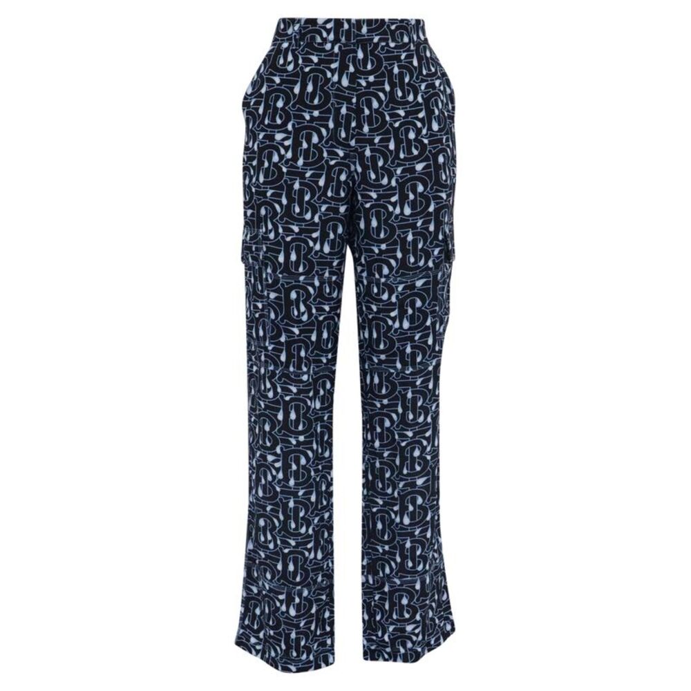 Burberry Monogram Wideleg Pants in Multicolor Silk